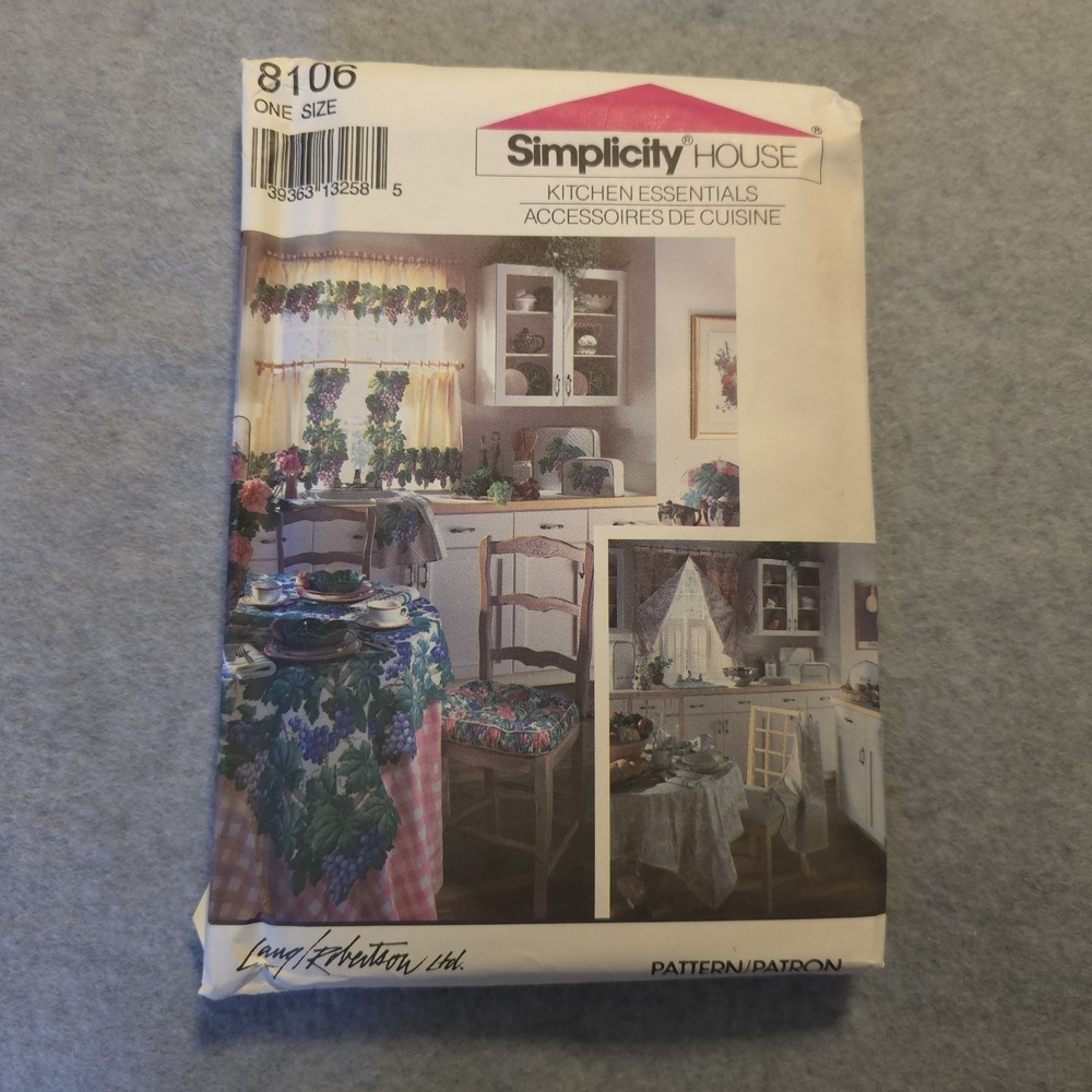 Simplicity 8106 House Sewing Pattern Kitchen Essentials Curtains Covers Decor